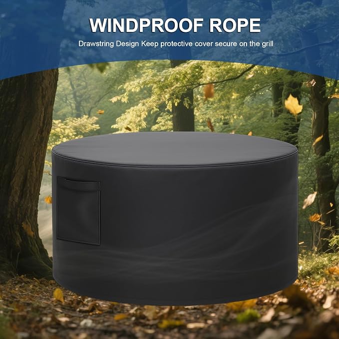 Outdoor Fire Pit Cover, All-Weather Resistance Round 32 Inch Fire Pit Cove - Image 7