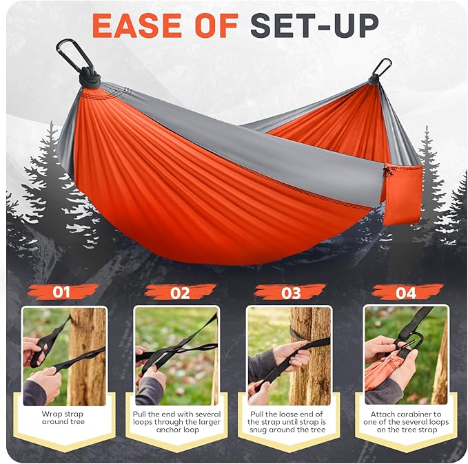Hammock in Light Orange, Portable, 600 lb Capacity, 106 x 55 Inches
