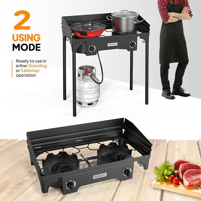 ROVSUN 2 Burner Outdoor Camping Stove - Image 4
