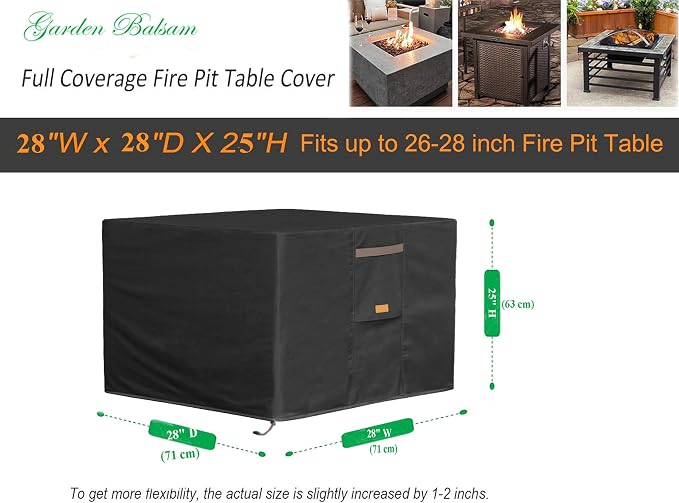 Fire Pit Cover 600D Heavy Duty Waterproof Fabric - Image 2