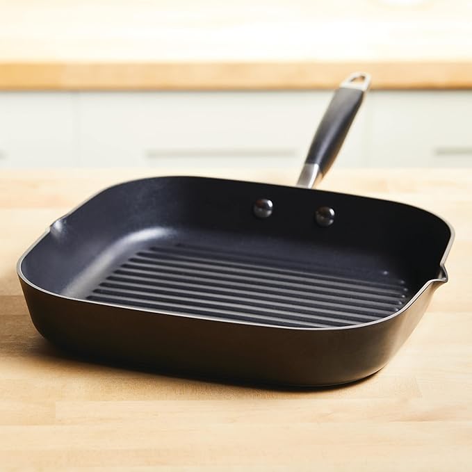 Griddle Pan, 11-Inch Hard-Anodized Nonstick Deep Square, Onyx