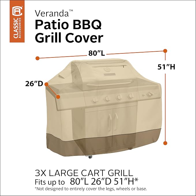 Classic Accessories Veranda Water-Resistant 80 Inch BBQ Grill Cover - Image 3