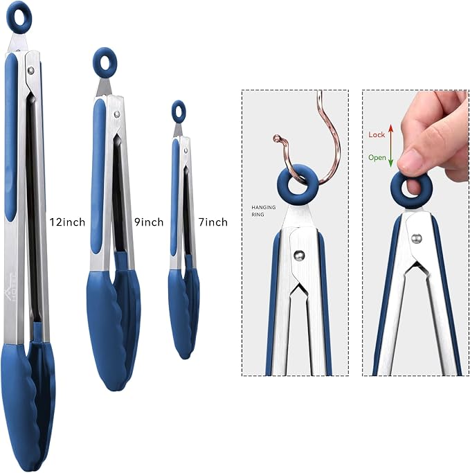 HOTEC Premium Stainless Steel Locking Kitchen Tongs - Image 3