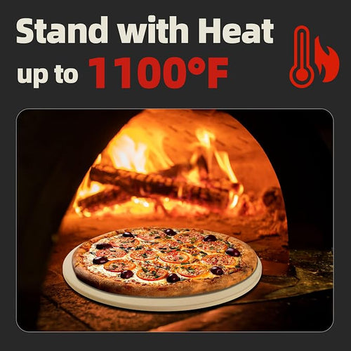 14" Round Pizza Stone, Heavy Duty Cordierite Pizza Pan - Image 2