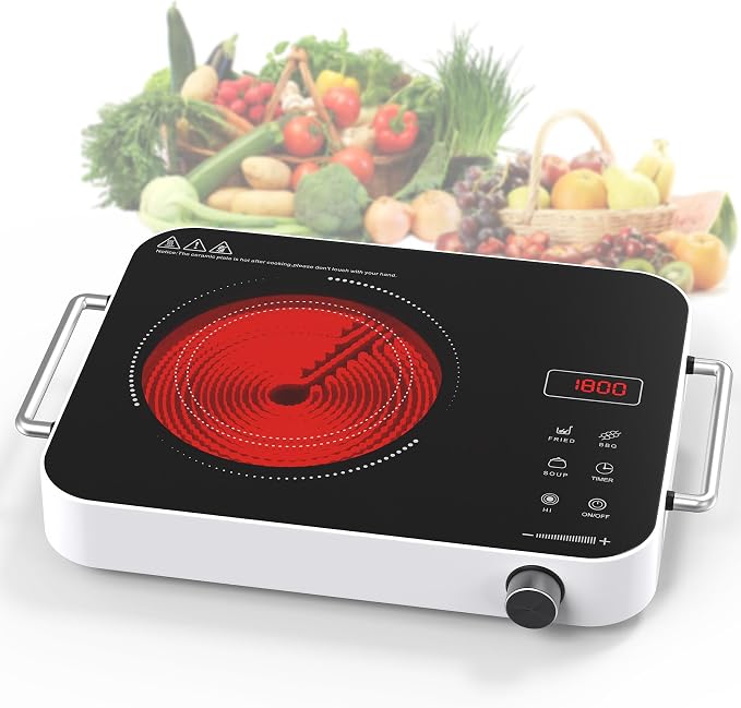 Single Burner Electric Cooktop, 1800W 110V Electric Stove Top by GIHETKUT