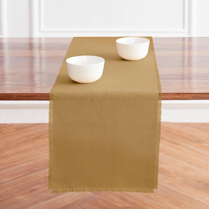 Solino Home Fringe Linen Table Runner 108 Inches Long - Image 2