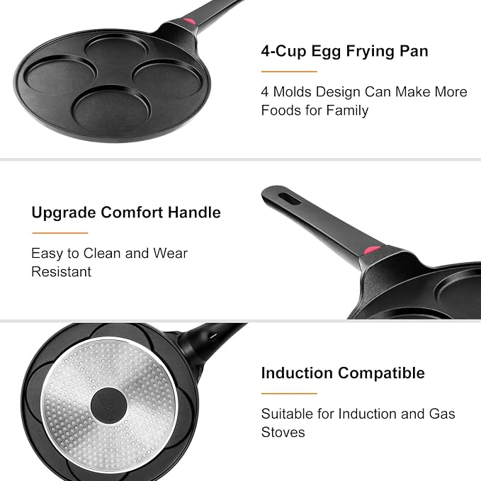 Pancake Pan Nonstick-Suitable for All Stovetops & Induction Cooker, 10.5 Inch - Image 4