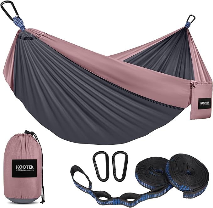 Hammock, Lightweight Single Nylon Hammock in Charcoal Rose, 400 lb