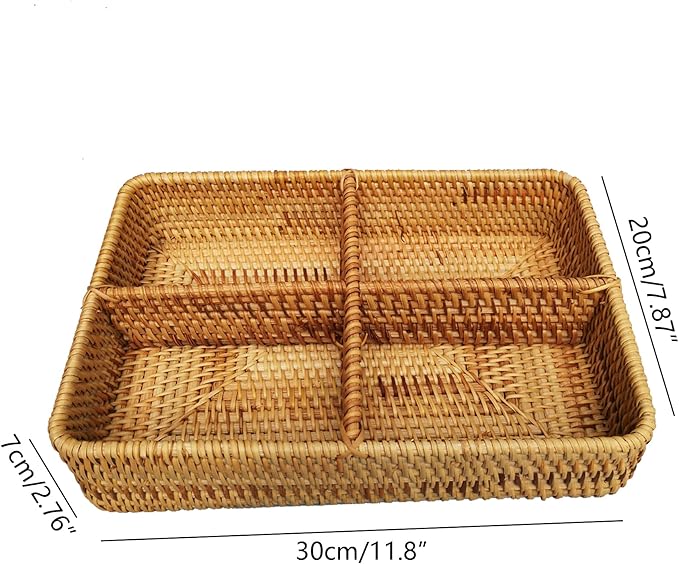 i-Lan Rattan Basket Divider, 12 Inch Divided Tray - Image 2