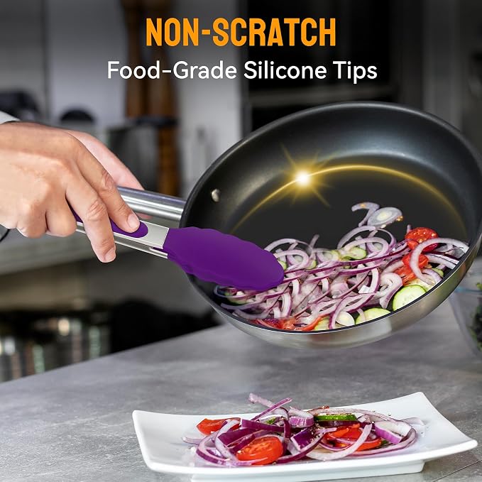 HOTEC Premium Stainless Steel Locking Kitchen Tongs - Image 7