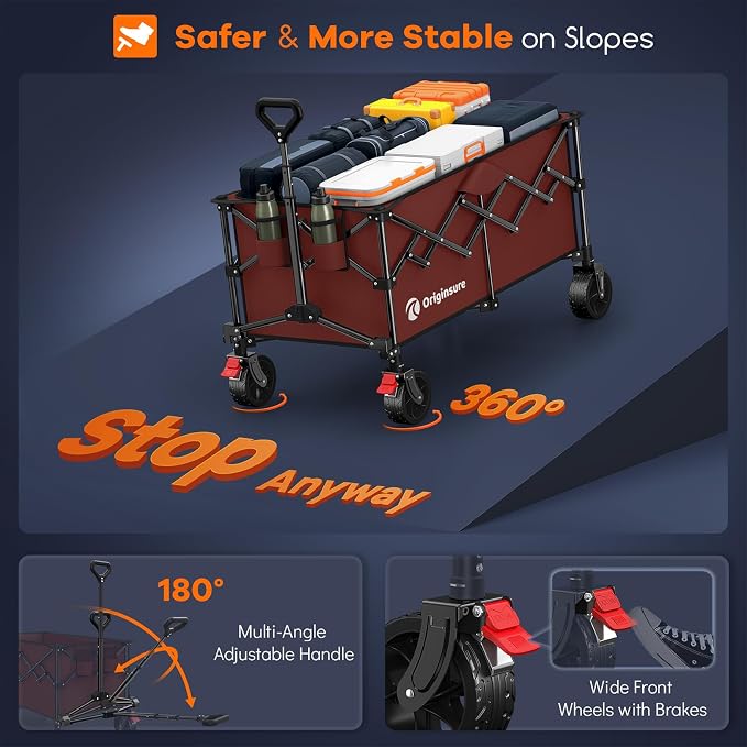 220L Collapsible Wagon Cart Foldable, Utility Carts - Image 9