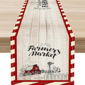Farmhouse Table Runner, Rustic Country Barn Cottage Rooster Check Animal Plank by Unknown