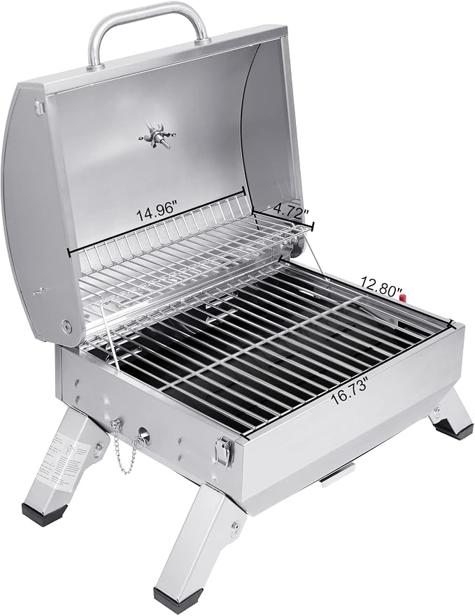Royal Gourmet GT1001 Stainless Steel Portable Grill, 10000 BTU BBQ Tabletop Gas - Image 4
