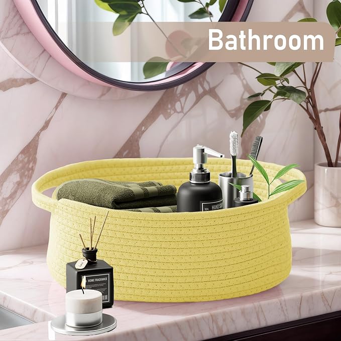 Woven Basket, Small Rope Storage Bin - Image 8