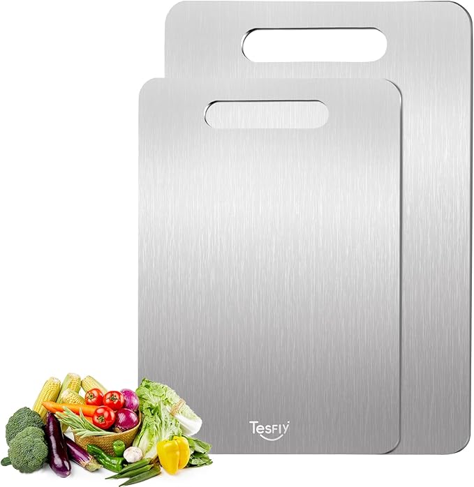 2 Pack Titanium Cutting Board-100% Pure Titanium Cutting Boards by TESFLY