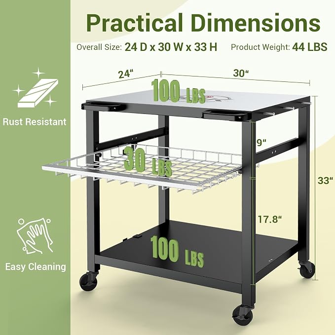 NUUK Grill Cart 30"x24" Pizza Oven Table - Image 4