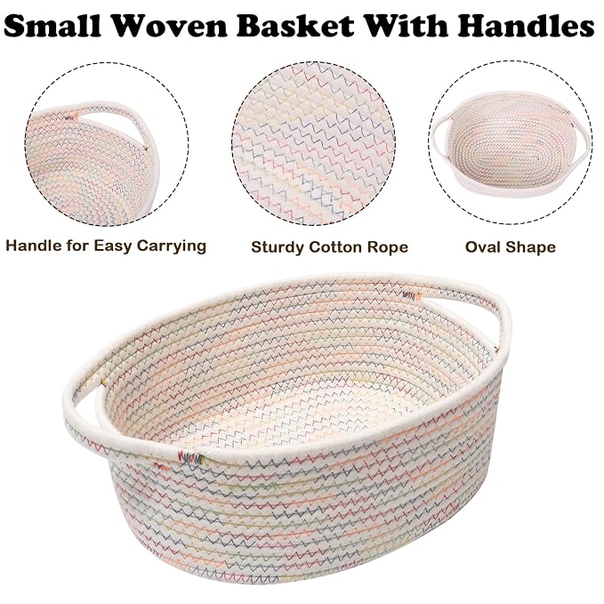 Gift Basket with Gift Bag and Ribbons, Small Rope Woven Shelf Storage, Baskets - Image 3