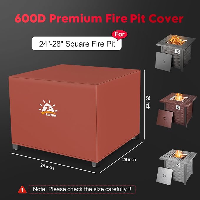 Zettum Fire Pit Cover Square 28 Inch - Image 2