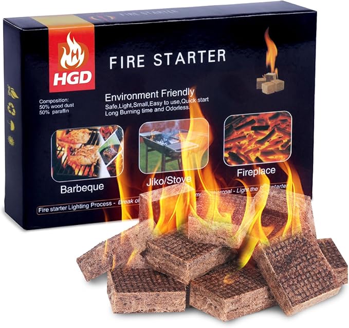 HGD Larger 32pcs Fire Starter, Natural Fire Starters by HGD