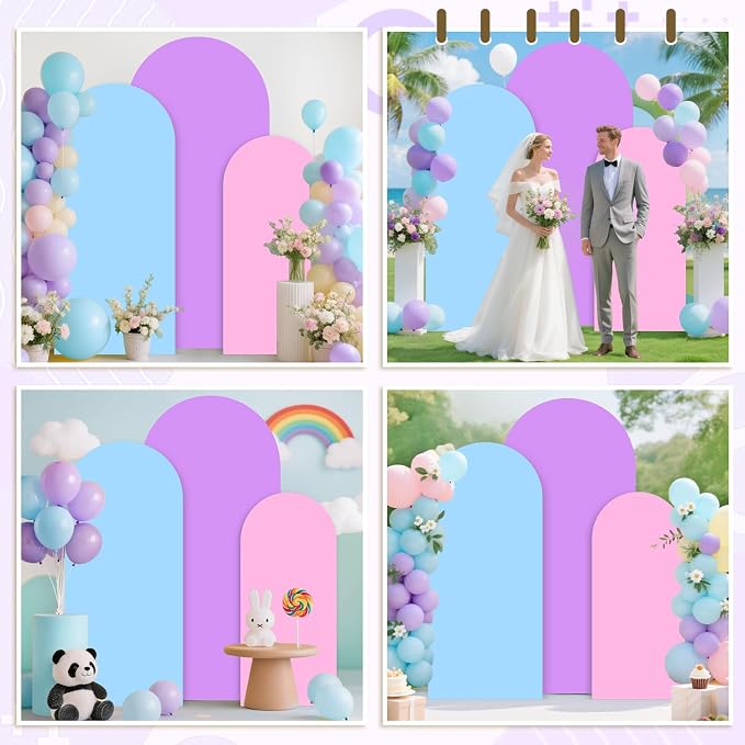 MODFUNS Spandex Arch Backdrop Cover 6ft 6.6ft 7.2ft Lavender Light Blue Pink - Image 6