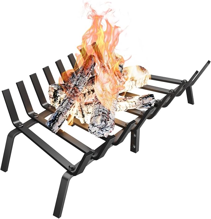 Heavy Duty 27Inch Fireplace Grate, Solid Steel Log Rack by DPZM