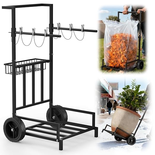 2-in-1 Leaf Bag Holder Cart & Hand Truck Dolly, Heavy Duty Garden Trash Bag by Fijaru