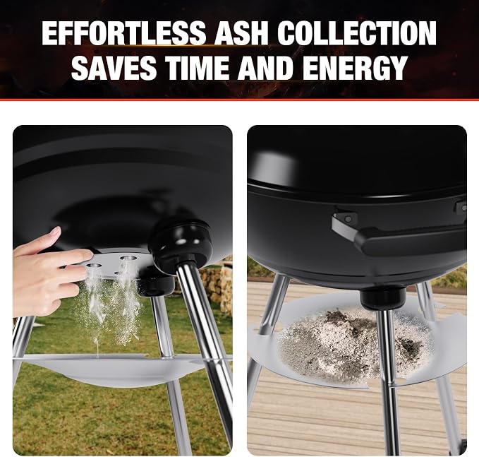 18 inch Charcoal Grill, Portable Kettle BBQ Grills, Perfect BBQ Gift, Durable & - Image 6