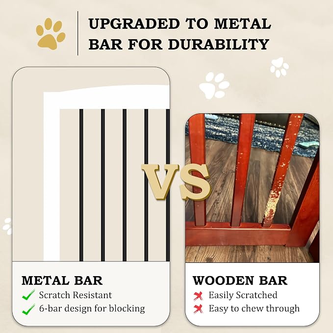 Freestanding Pet Gates with Walk Through Door, Dog Indoor Fence, Dog Gate - Image 5