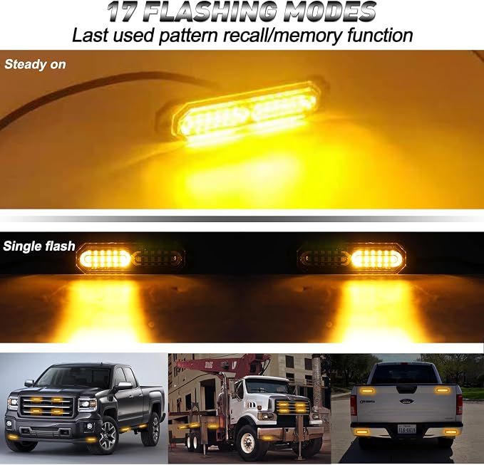 ASPL 8pcs Sync Feature Ultra Slim 12-LED Surface Mount Flashing Strobe Lights - Image 6