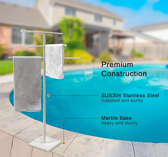 Marble Base Free Standing Hot Tub Towel Rack - Image 3