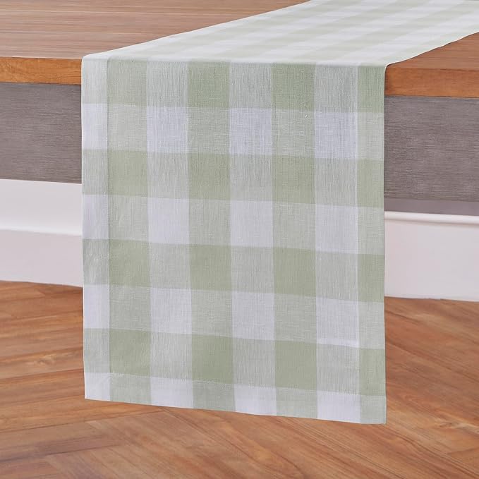Solino Home Linen Checkered Table Runner 132 Inches Long - Image 2