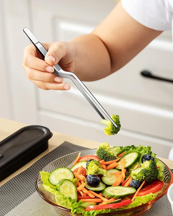Tongs Set, 12-Inch 304 Stainless Steel, 3 Designs, Silver