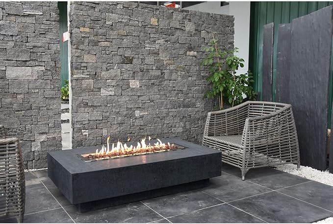 Elementi | Hampton Gas Fire Pit Cast Concrete 56" Rectangular Fire Table - Image 4
