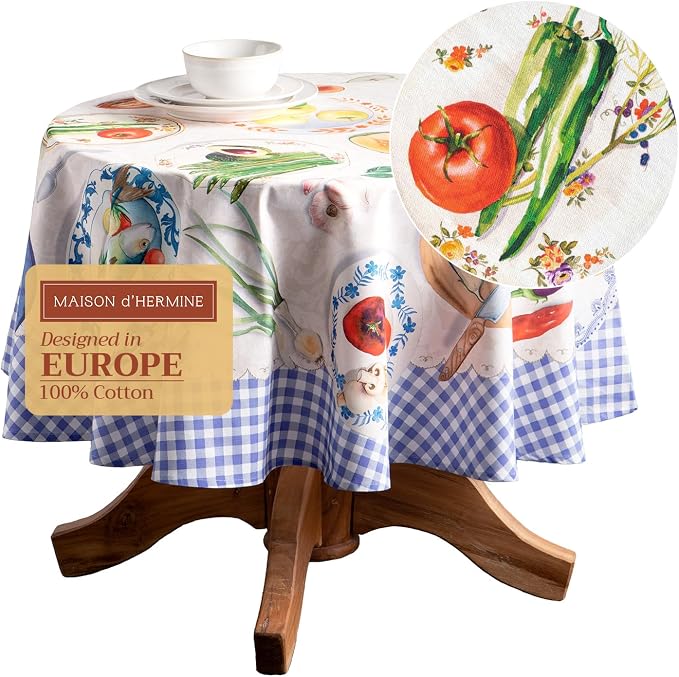Maison d' Hermine Table Cloth Round Table 100% Cotton 69 Inches Tablecloth by MaisondHermine