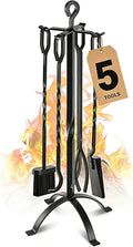 Gtongoko Fireplace Tools Set 5 Pieces 32 Inch Modern Black Wrought Iron Large by Gtongoko
