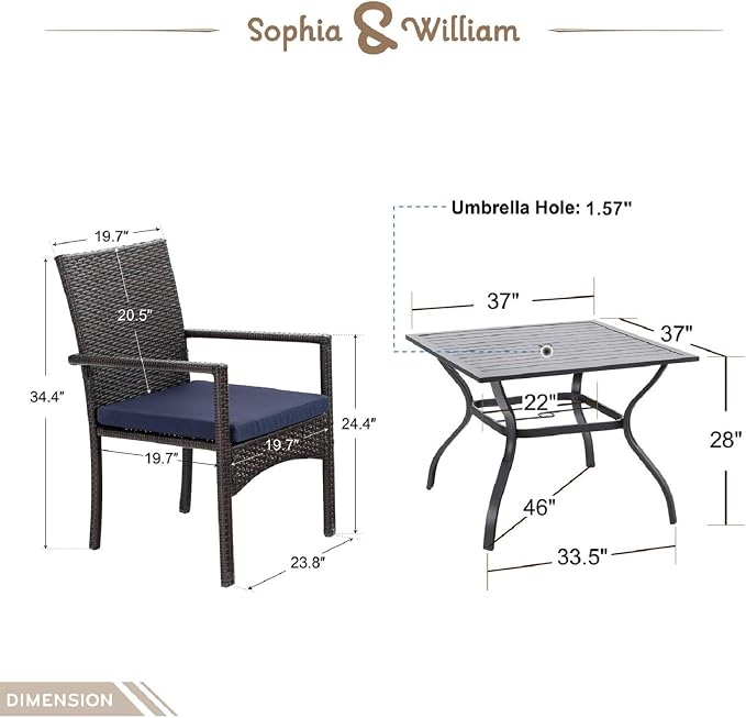Sophia & William Outdoor 6 Pieces Dining Set - Image 9