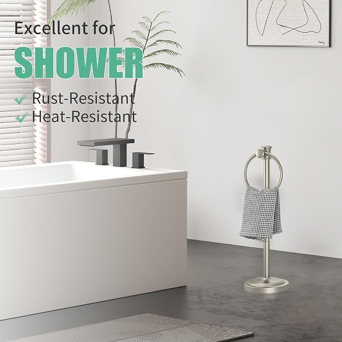 Hoimpro 17 Inch Stand Hand Towel Holder Towel Bar Towel Hanging Ring, Free - Image 4