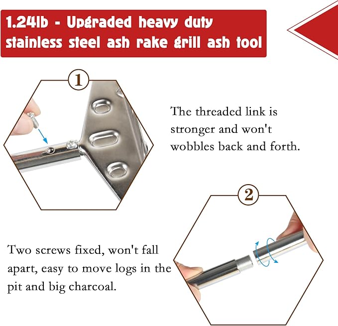 Heavy Duty Charcoal Grill Rake Ash Tool Accessories - Image 3