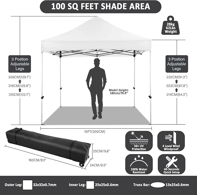 COBIZI 10x10 Pop up Canopy Tent - Image 4