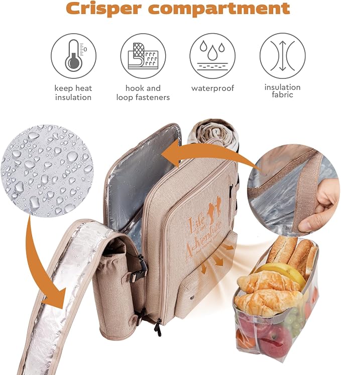24L Insulated Picnic Basket Leak Proof Picnic Backpack - Image 4