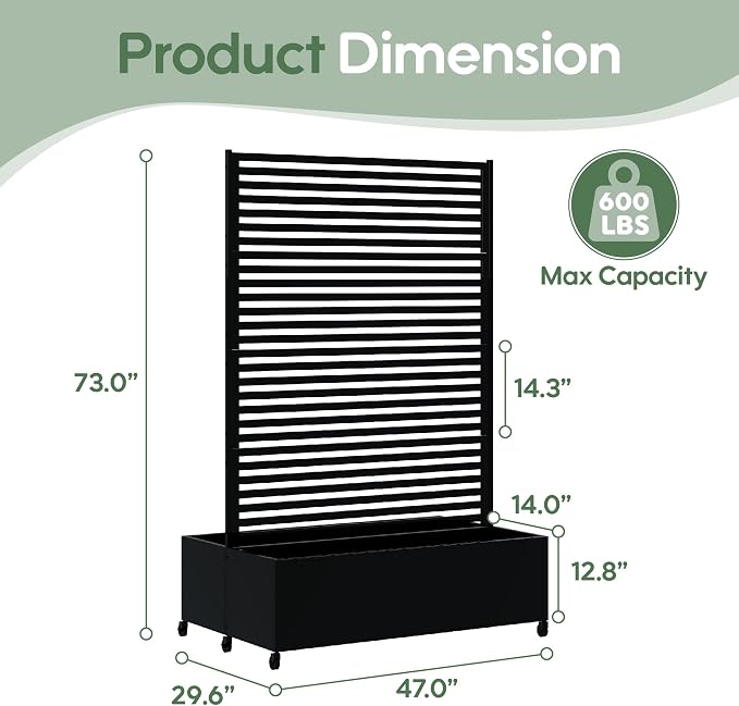 Double Metal Planter Box with Trellis Privacy Screen, Raised Garden Bed with - Image 6