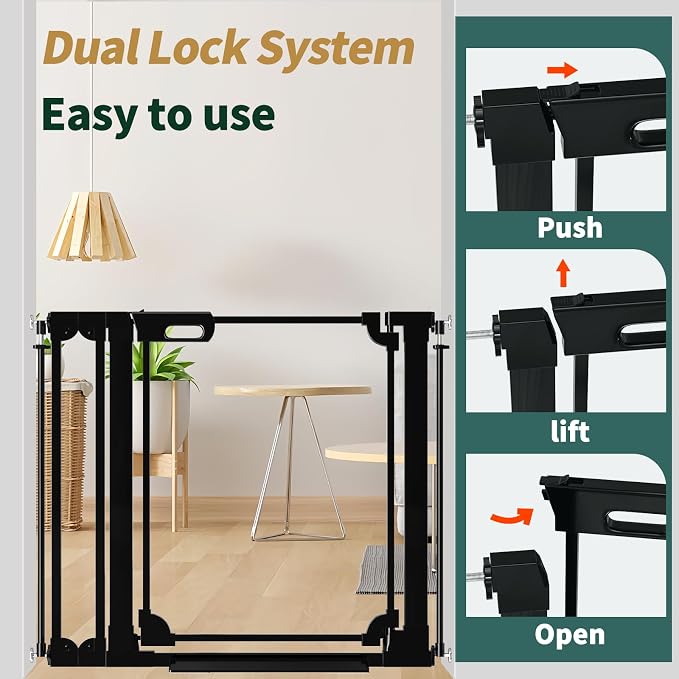 Clear Baby Gate for Stairs, 48.42-57.08" Wide, Auto Close Acrylic Pet Gate - Image 9