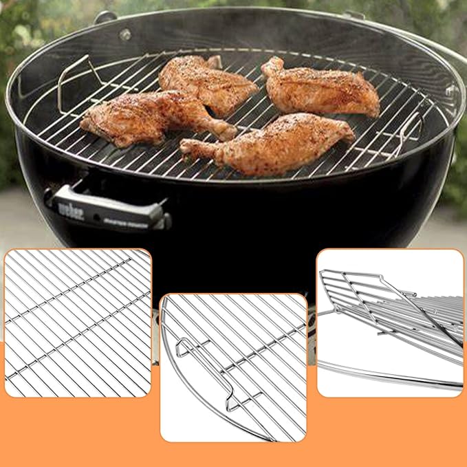 AJinTeby Heavy Duty Plated Steel Hinged Cooking Grate and Lower Grate, Charcoal - Image 4