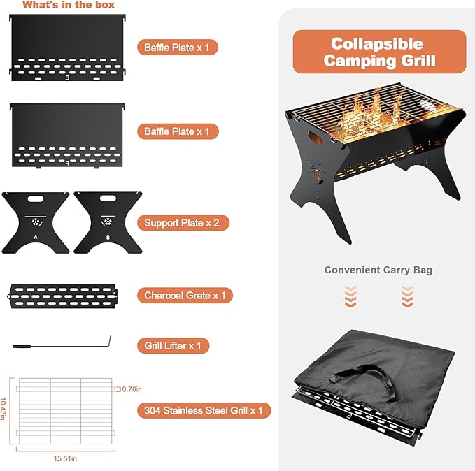 Camping Campfire Grill, Backpacking BBQ Grill - Image 7