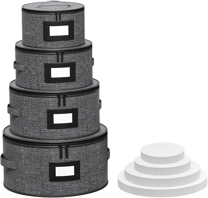 Aokeyee 4 Pcak China Storage Containers, Hard Shell Plates Storage Box by Aokeyee