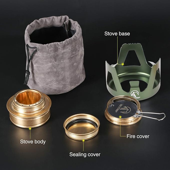REDCAMP Mini Alcohol Stove for Backpacking, Lightweight Brass Spirit Burner - Image 6