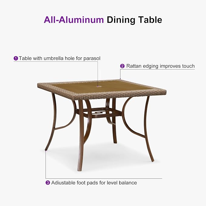 PURPLE LEAF Outdoor Dining Set for 4 All Weather Wicker Patio Dining Set - Image 7