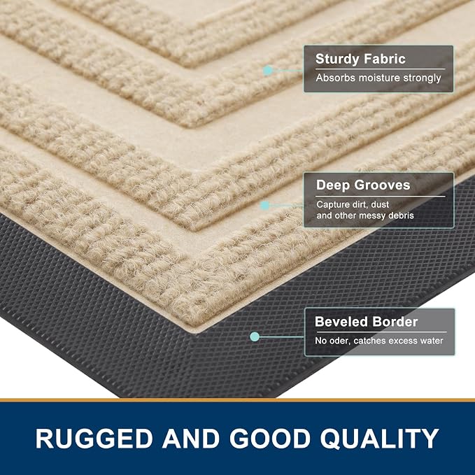 Buganda Front Door Mat Indoor Outdoor Entrance, Non-Slip Natural Rubber Doormats - Image 4