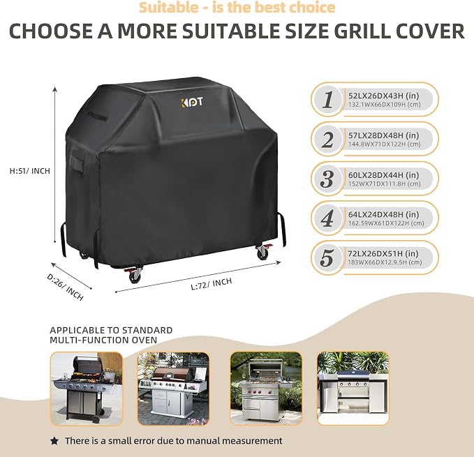 KPT 72 Inch Grill Cover for Outdoor Grill - Image 3