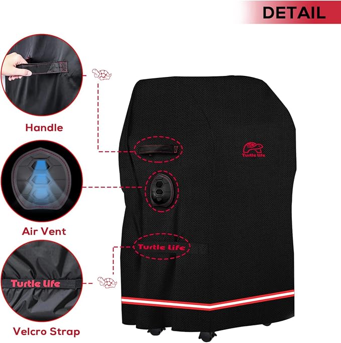 Turtle Life BBQ Grill Cover, 32 Inch Heavy Duty Waterproof 2 Burner Barbecue - Image 4
